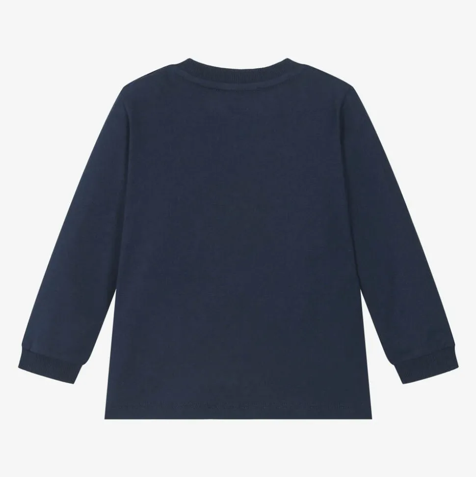 Navy Blue Cotton Teddy Bear Baby Top