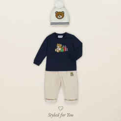 Navy Blue Cotton Teddy Bear Baby Top