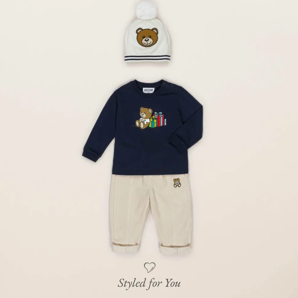 Navy Blue Cotton Teddy Bear Baby Top