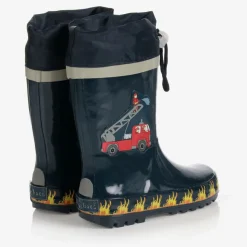Navy Blue Fire Truck Rain Boots