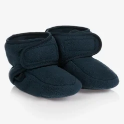 Navy Blue Fleece Baby Booties