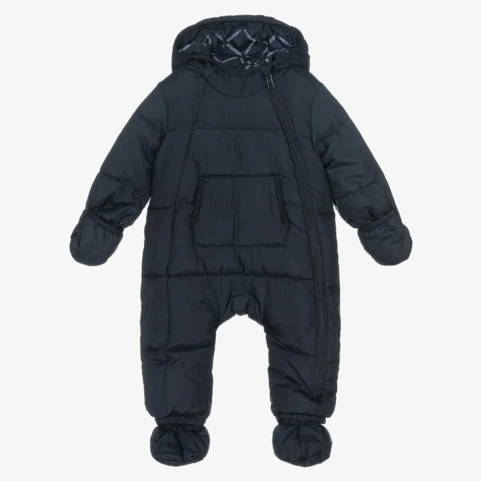 Navy Blue Hooded Baby Snowsuit