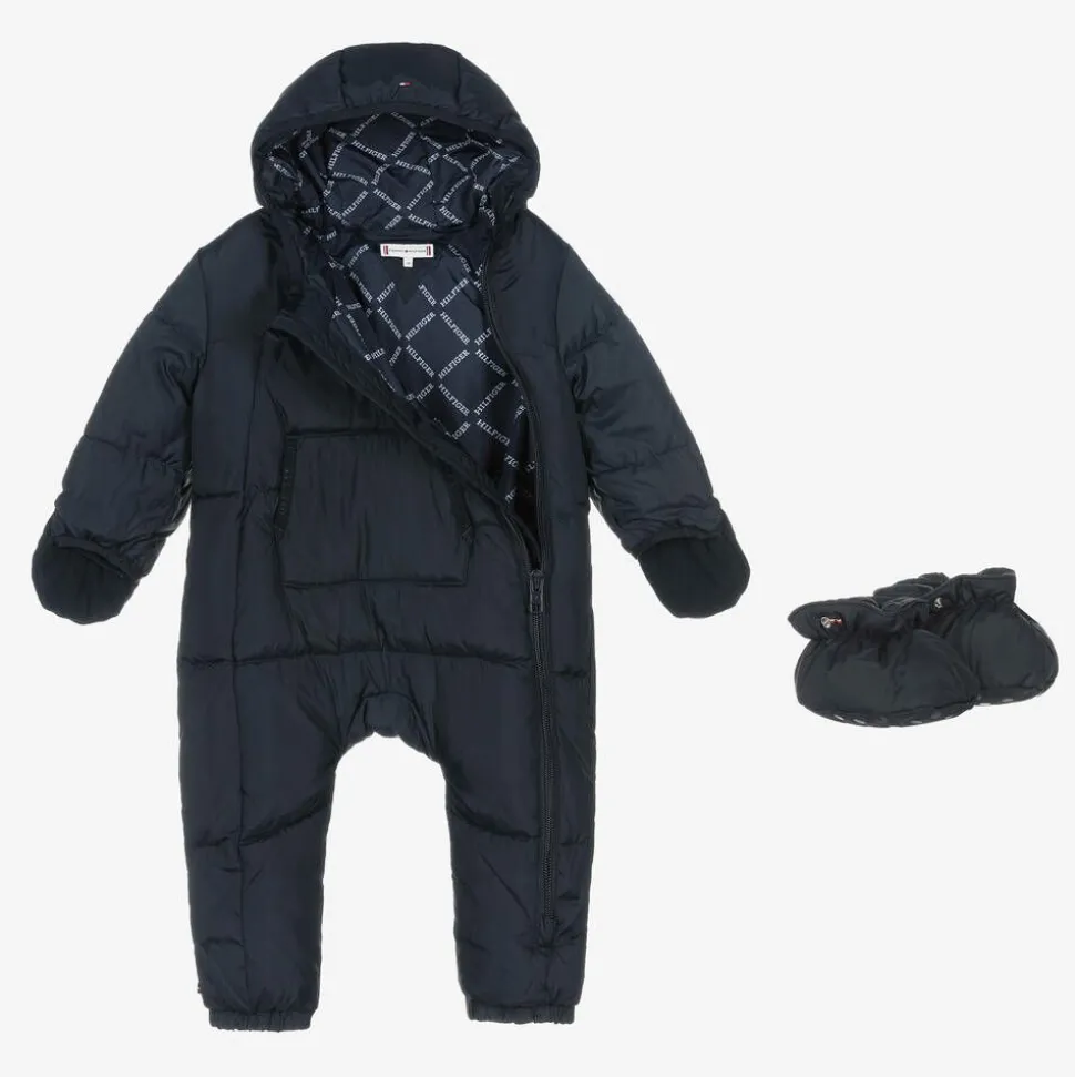 Navy Blue Hooded Baby Snowsuit