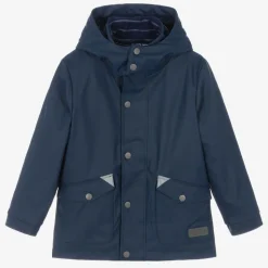 Navy Blue Hooded Waterproof Raincoat