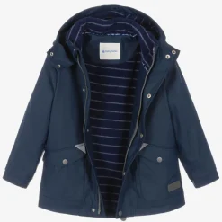 Navy Blue Hooded Waterproof Raincoat
