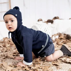 Navy Blue Knitted Pram Coat Set
