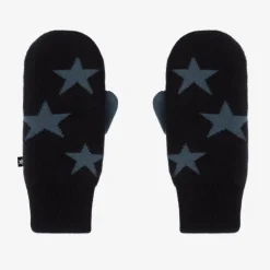 Navy Blue Knitted Star Mittens