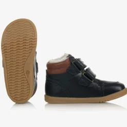 Navy Blue Leather Boots