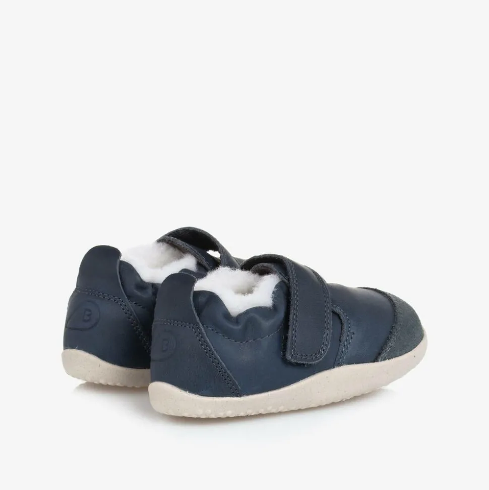 Navy Blue Leather First Walker Shoes