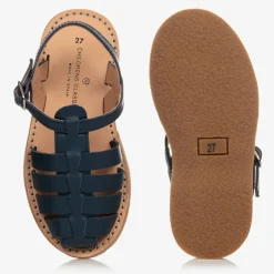 Navy Blue Leather Sandals