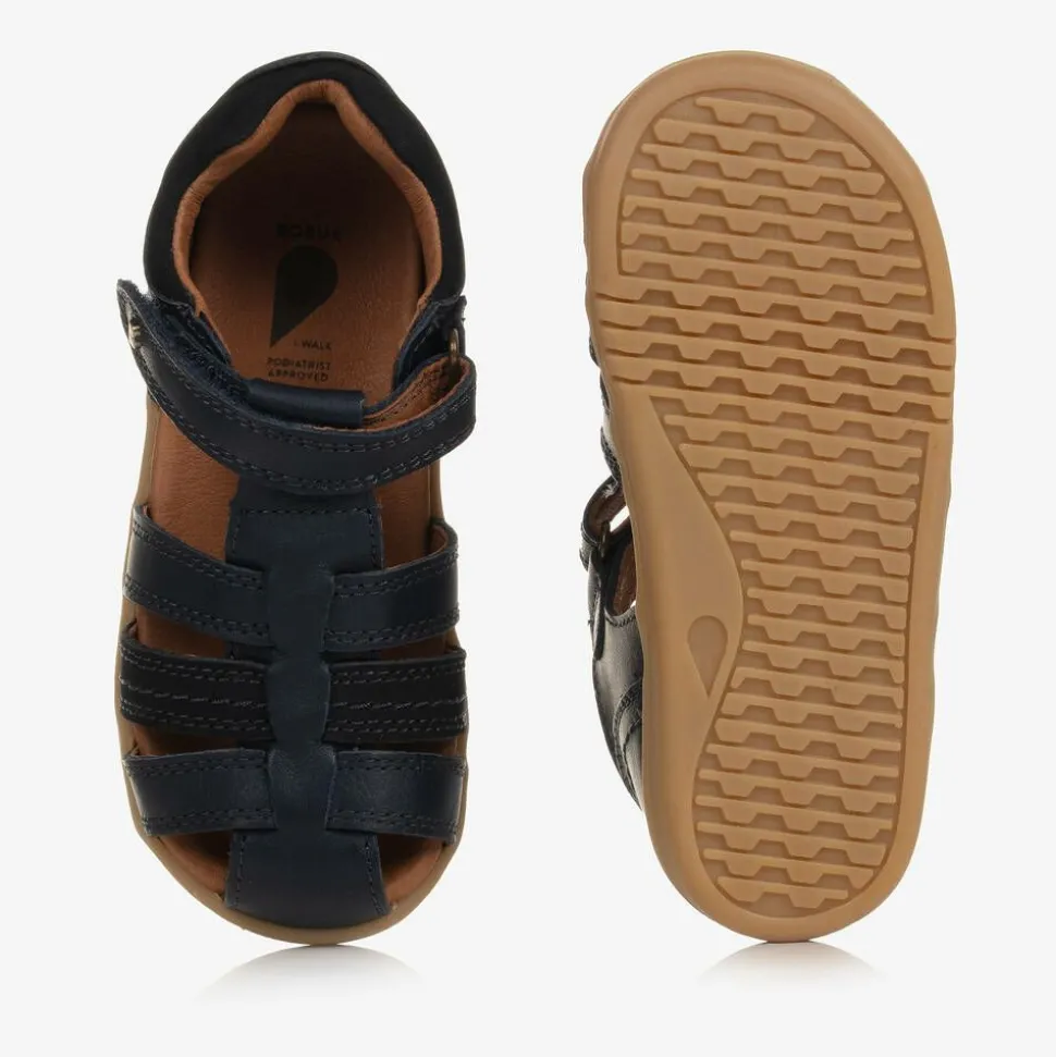 Navy Blue Leather Sandals