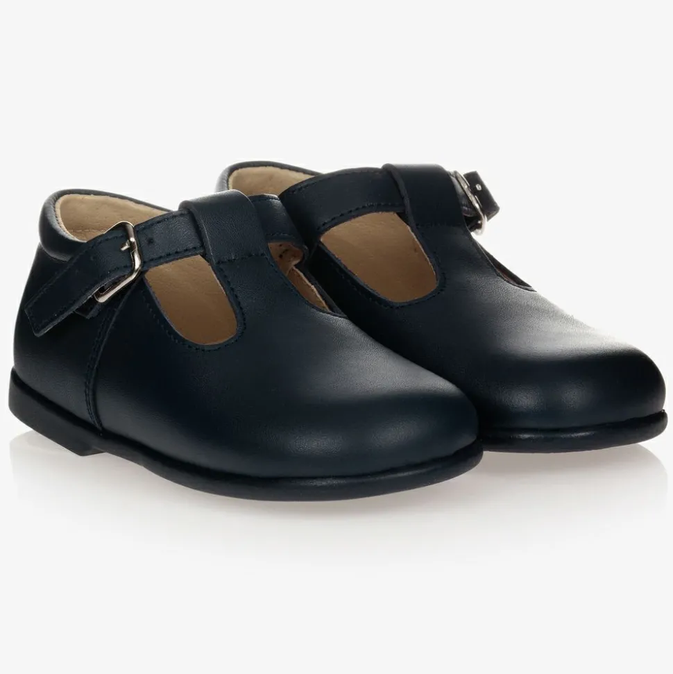 Navy Blue Leather Shoes