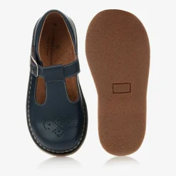 Navy Blue Leather T-Bar Shoes