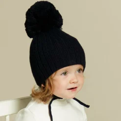 Navy Blue Park Large Pom-Pom Hat