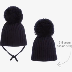 Navy Blue Park Large Pom-Pom Hat