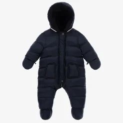 Navy Blue Reversible Baby Snowsuit