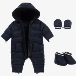 Navy Blue Reversible Baby Snowsuit