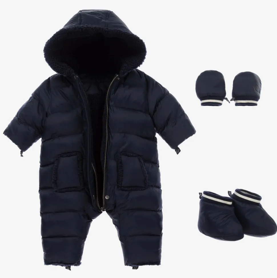 Navy Blue Reversible Baby Snowsuit