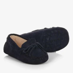 Navy Blue Suede Leather Moccasins