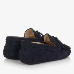 Navy Blue Suede Leather Moccasins