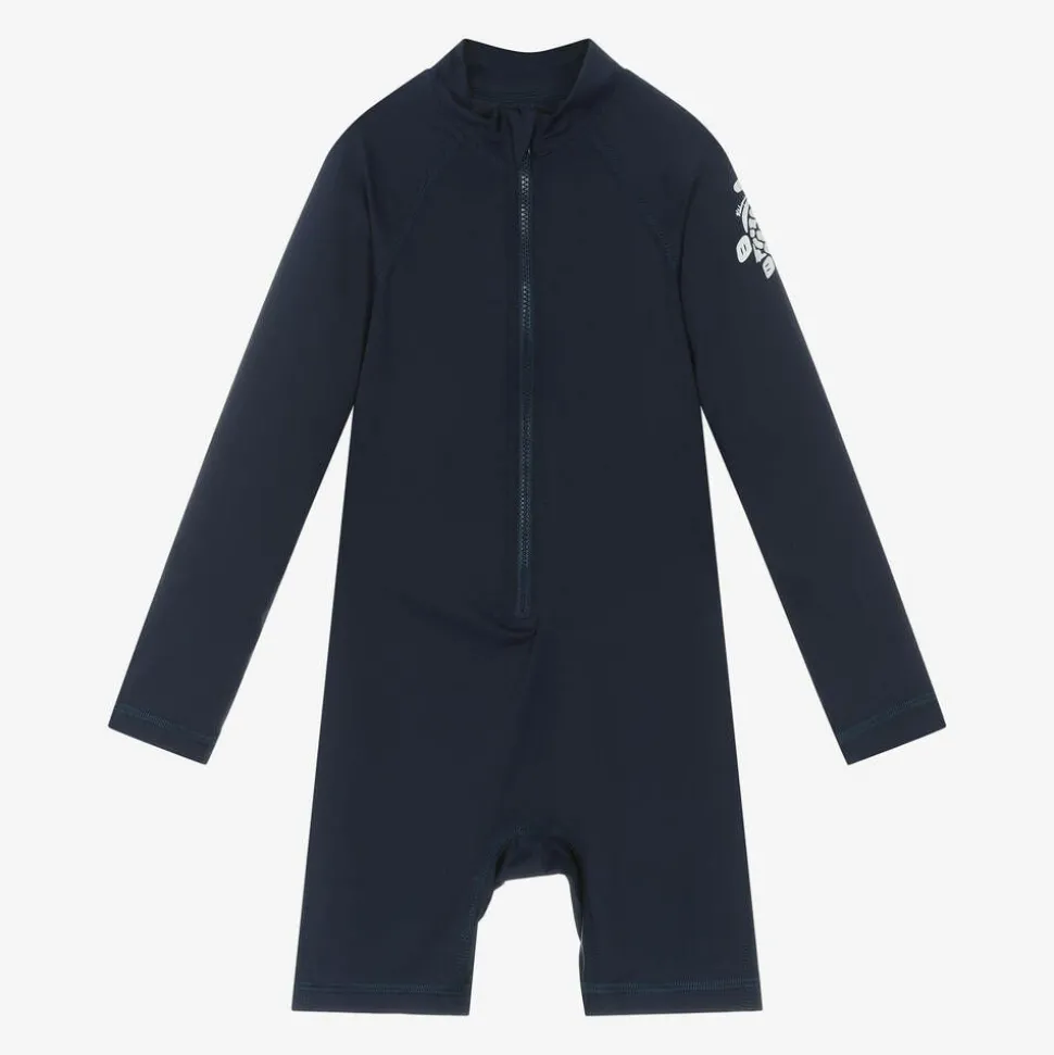 Navy Blue Turtle Print Sun Suit (UPF50+)