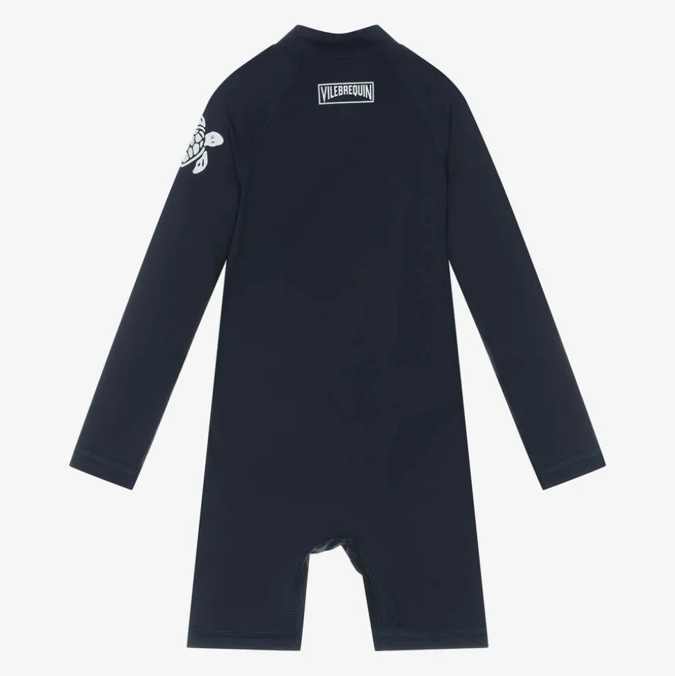 Navy Blue Turtle Print Sun Suit (UPF50+)
