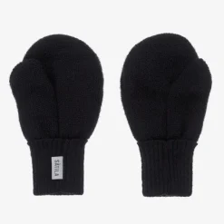 Navy Blue Twiddle Knitted Baby Mittens