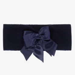 Navy Blue Wool Bow Headband