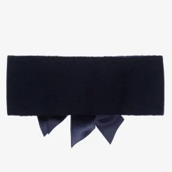Navy Blue Wool Bow Headband