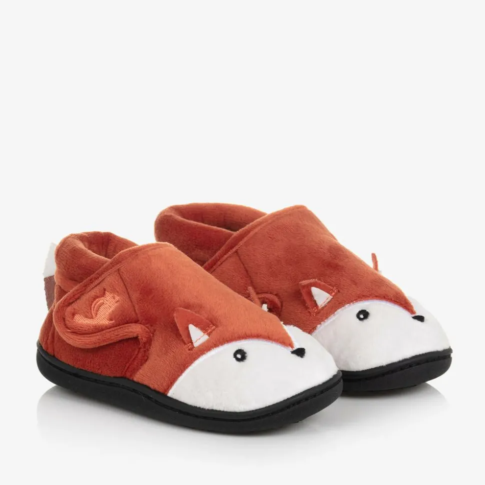 Orange Fox Velcro Slippers