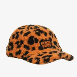 Orange Leopard Print Teddy Fleece Cap
