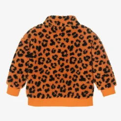 Orange Leopard Print Zip-Up Top