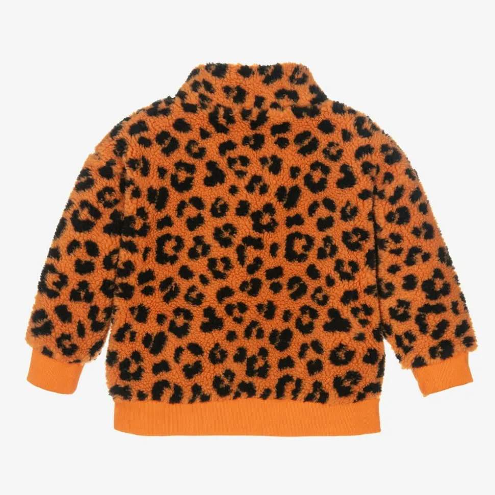 Orange Leopard Print Zip-Up Top