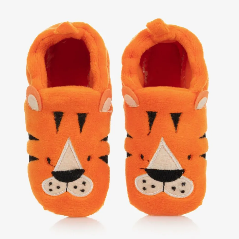 Orange Tiger Baby Slippers