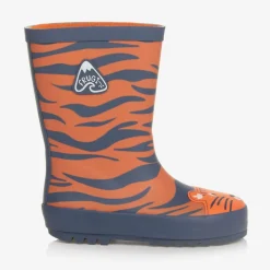 Orange Tiger Rubber Rain Boots
