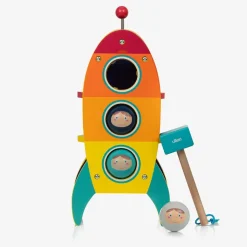 Orange Wooden Rocket Hammer Toy (34cm)