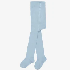 Pale Blue Cotton Knit Baby Tights