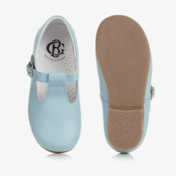Pale Blue Leather T-Bar Shoes