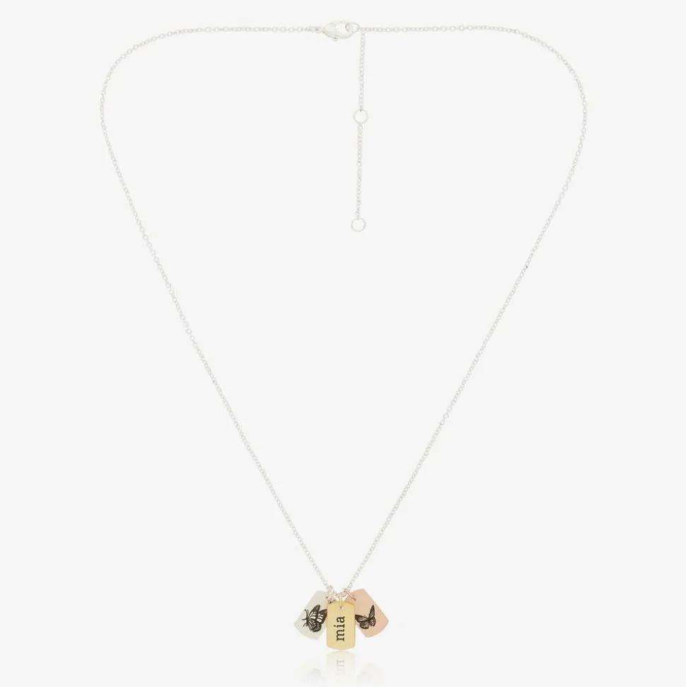 Personalised Butterfly Tag Necklace (47cm)