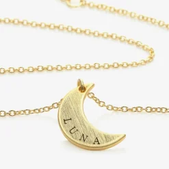 Personalised Gold Plated Moon Necklace (46cm)