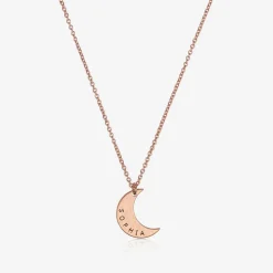 Personalised Rose Gold Plated Moon Necklace (46cm)