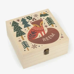Personalised Wooden Christmas Eve Fox Box (24cm)