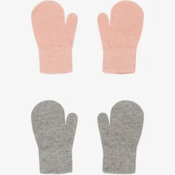 Pink & Grey Knitted Mittens (2 Pack)