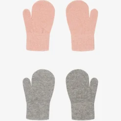 Pink & Grey Knitted Mittens (2 Pack)