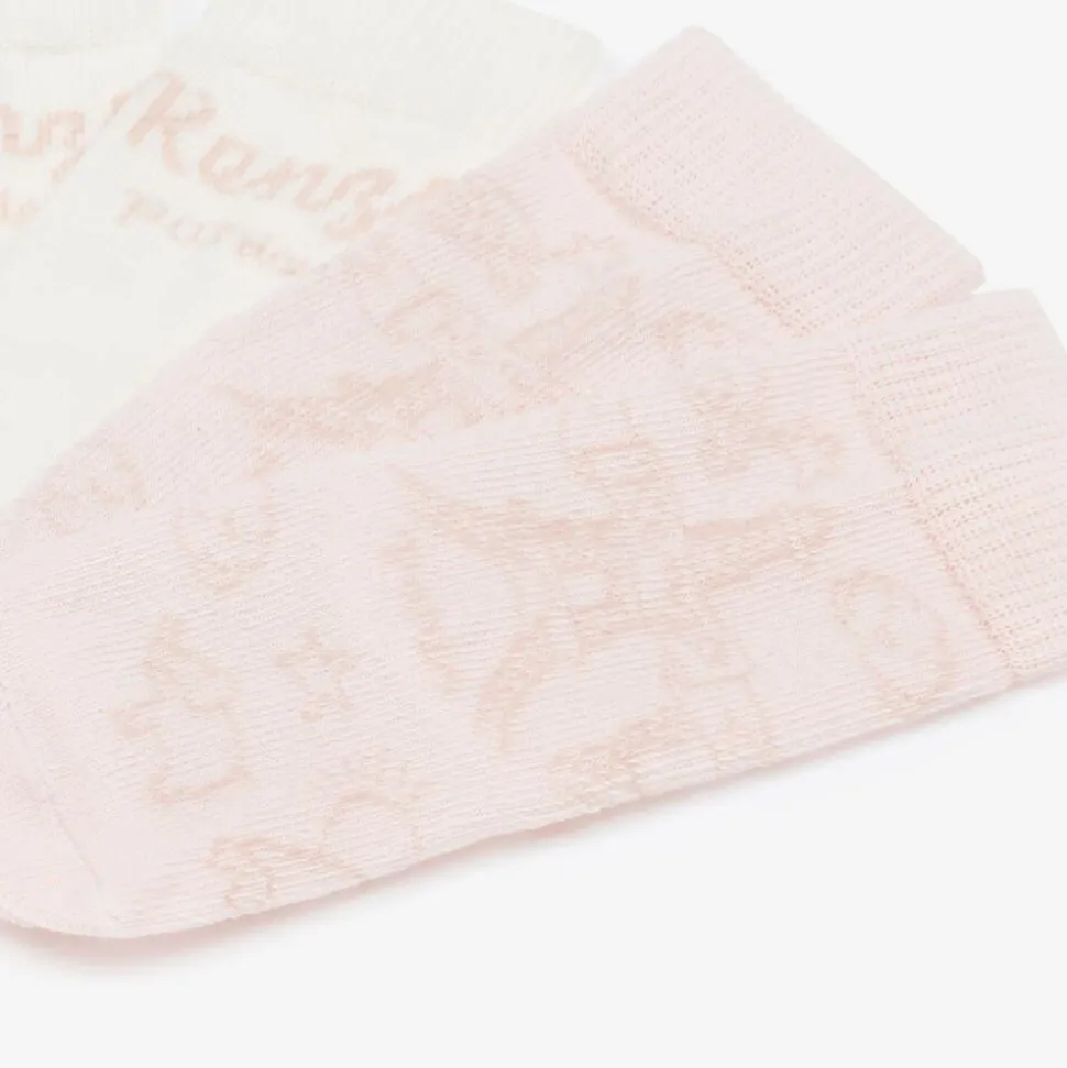 Pink & White Cotton Baby Socks (2 Pack)