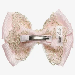 Pink & Gold Bow Clip (11cm)