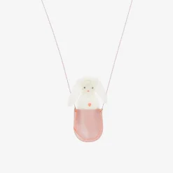 Pink & Ivory Felt Bunny Necklace (68cm)