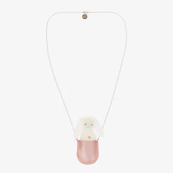 Pink & Ivory Felt Bunny Necklace (68cm)