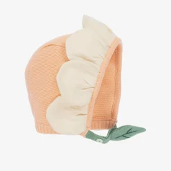 Pink & Ivory Knitted Flower Bonnet