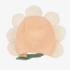 Pink & Ivory Knitted Flower Bonnet